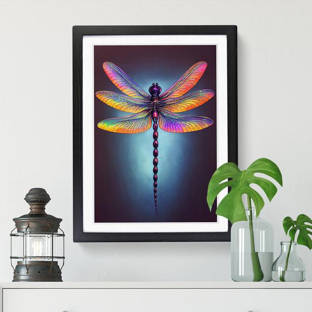 Lilymay Dragonfly Airbrush - Picture Frame Print ClassicLiving Frame Option: Black, Size: 64cm H x 46cm W x 2cm D on Productcaster.