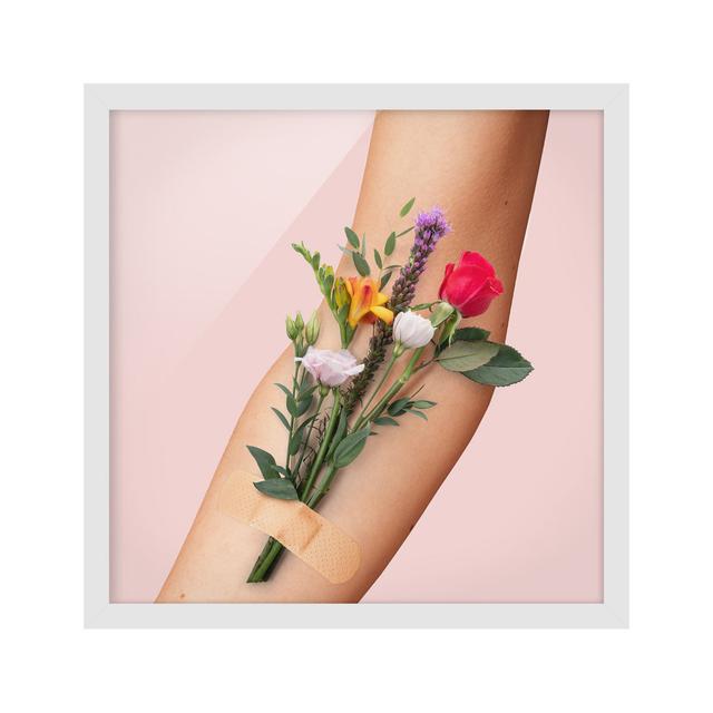 Arm with Flowers by Jonas Loose - Picture Frame Photograph Marlow Home Co. Frame Option: White Framed, Size: 70cm H x 70cm W x 2cm D on Productcaster.