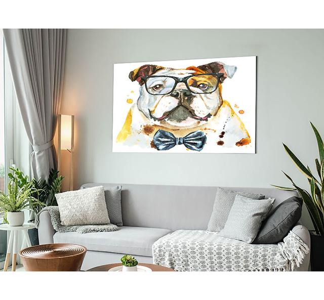 The Bulldog With Glasses Metal Print Happy Larry Size: 21cm H x 29.7cm W on Productcaster.