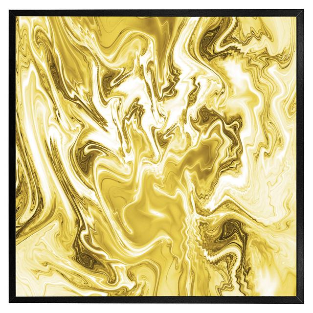 Mercersville Golden Swirled Marble - Single Picture Frame Print Fairmont Park Frame Colour: Black Framed, Size: 76cm H x 76cm W x 4cm D on Productcaster.