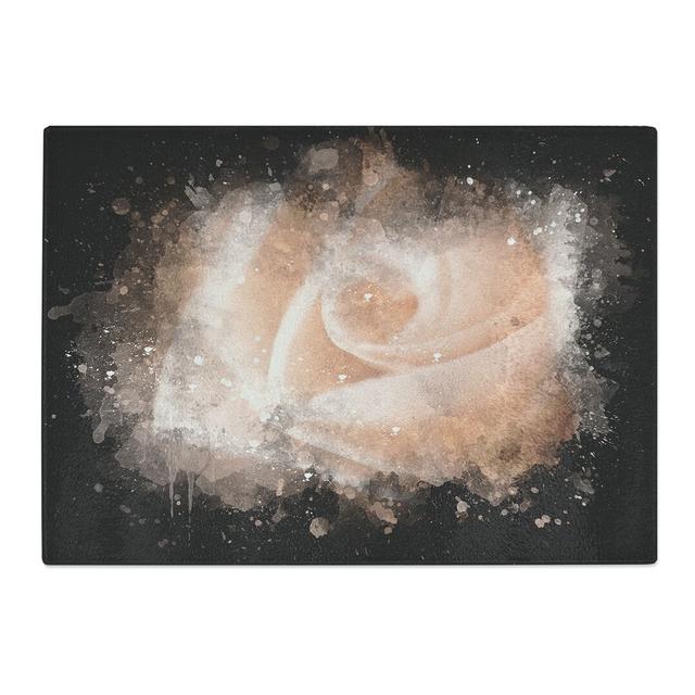 Tempered Glass Light Pink Rose Chopping Board East Urban Home Size: 28.5 cm x 39 cm on Productcaster.