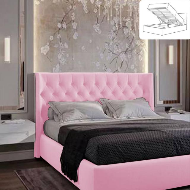 Rebeca Upholstered Bed Mercer41 Size: Super King (6'), Colour: Pink on Productcaster.