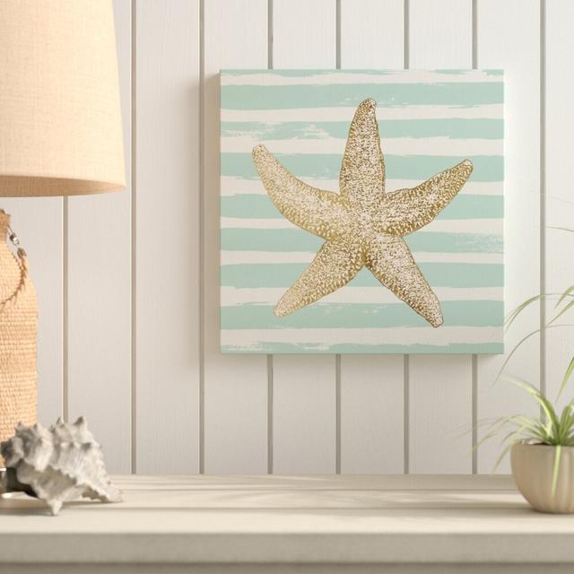 Mint and Gold Starfish by Oliver Gal - Graphic Art Print East Urban Home Format: Wrapped Canvas, Size: 60.96cm H x 60.96cm W x 3.81cm D on Productcaster.