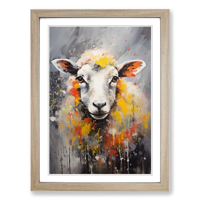 Sheep Gestural No.3 - Print Brambly Cottage Size: 46cm H x 34cm W x 2cm D, Frame Colour: Oak on Productcaster.