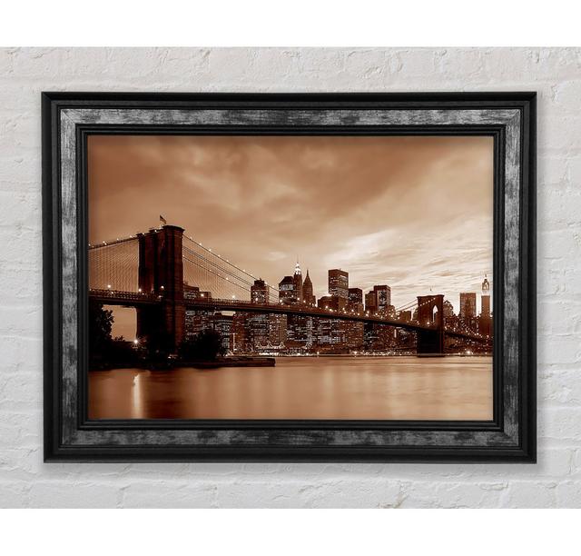 New York City Brooklyn Bridge Brown Cast - Einzelner Bilderrahmen Kunstdrucke Bright Star Größe: 42cm H x 59.7cm W x 8cm D on Productcaster.