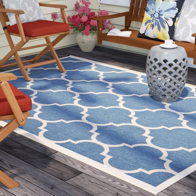 Ines Hooked Blue Indoor/Outdoor Rug ClassicLiving Rug Size: Rectangle 200 x 300cm on Productcaster.