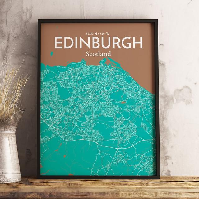 Edinburgh City Map - Unframed Graphic Art Print on Paper East Urban Home Size: 43.2cm H x 27.9cm W x 0.1cm D on Productcaster.