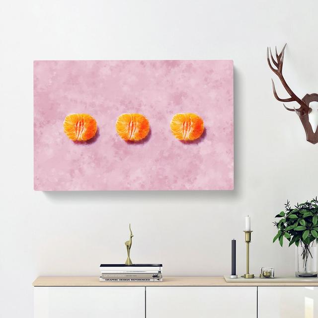 Oranges On Pink - Wrapped Canvas Painting East Urban Home Size: 50cm H x 76cm W x 3cm D on Productcaster.