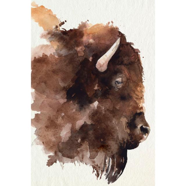 Watercolour Bison Profile I - Wrapped Canvas Painting Union Rustic Size: 30cm H x 20cm W x 3.8cm D on Productcaster.