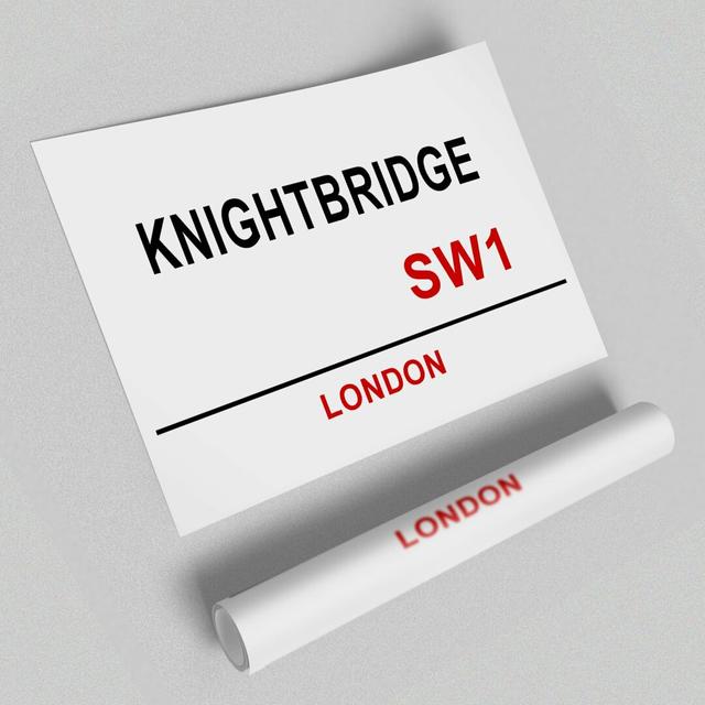 Knightbridge Signs Maps - Typography Print on Paper East Urban Home Size: 42cm H x 59.4cm W on Productcaster.