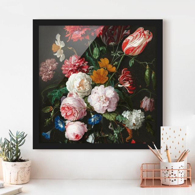 Still Life with Flowers in a Glass Vase by Jan Davidsz De Heem - Picture Frame Painting Mercer41 Frame Option: Black Framed, Size: 70cm H x 70cm W x 2 on Productcaster.