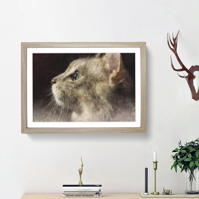 Curious Cat - Picture Frame Graphic Art Print East Urban Home Frame Option: Oak Framed, Size: 33cm H x 45cm W x 2cm D on Productcaster.