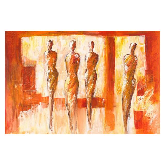 'Four Figures in Orange' by Petra Schüßler 1.9m x 2.88m Textured Matte Peel & Stick Wall Mural East Urban Home Size: 1.9m x 2.88m on Productcaster.