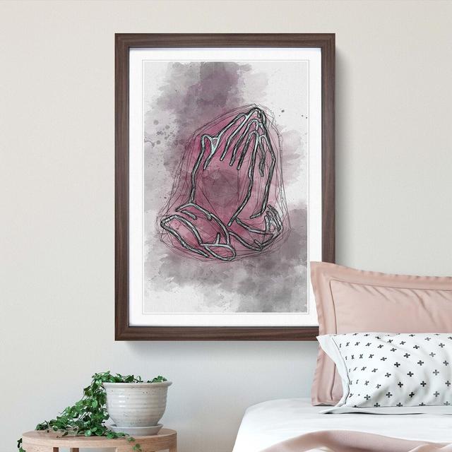 Praying Hands in Abstract - Picture Frame Graphic Art Print East Urban Home Frame Option: Walnut, Size: 60cm H x 40cm W x 2cm D on Productcaster.