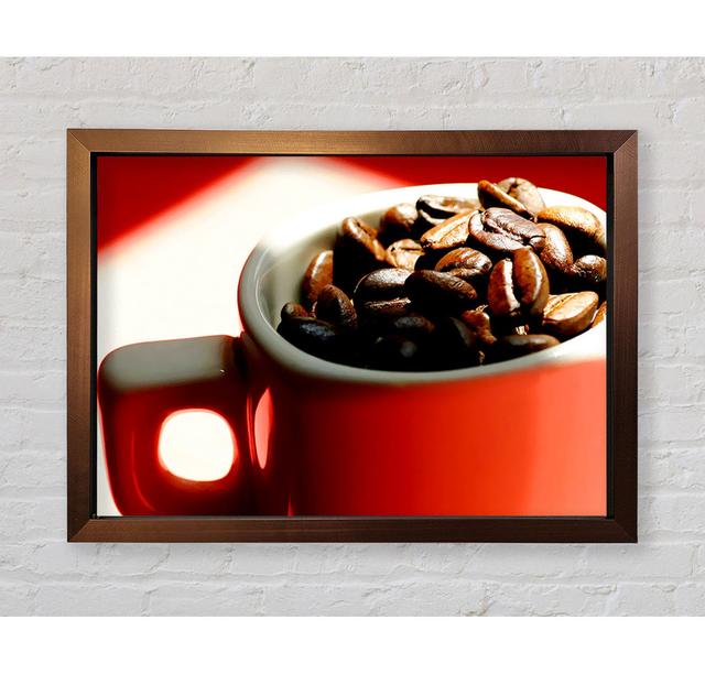 Red Coffee Bean Mug - Picture Frame Photograph on Canvas Ebern Designs Size: 100cm H x 141.4cm W x 3.4cm D, Format: Ventura Bronze Framed Paper on Productcaster.