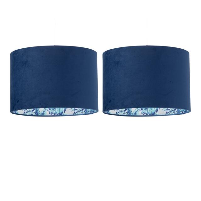 20cm H Velvet Round Lamp Shade ( Uno ) (Set of 2) East Urban Home Colour: Blue on Productcaster.