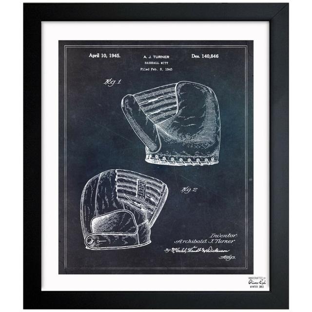 'Baseball Mitt 1945' Framed Graphic Art Oliver Gal Size: 31cm H x 26cm W on Productcaster.