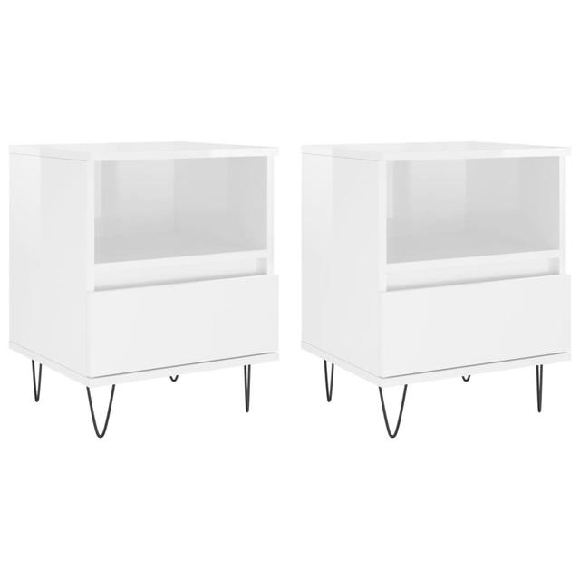 Vidaxl Bedside Cabinets 2 Pcs White 40X35x50 Cm Engineered Wood (Set of 2) ScanMod Design Farbe: Hochglanzweiß on Productcaster.