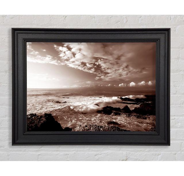 Ocean Mist Sepia Framed Print House of Hampton Size: 100cm H x 141.4cm W on Productcaster.