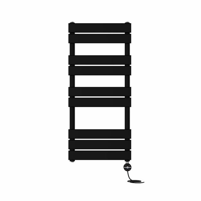 Prefilled Thermostatic Electric Flat Panel Heated Towel Rail Symple Stuff Size: 100cm H x 45cm W x 6.2cm D, Finish: Black on Productcaster.