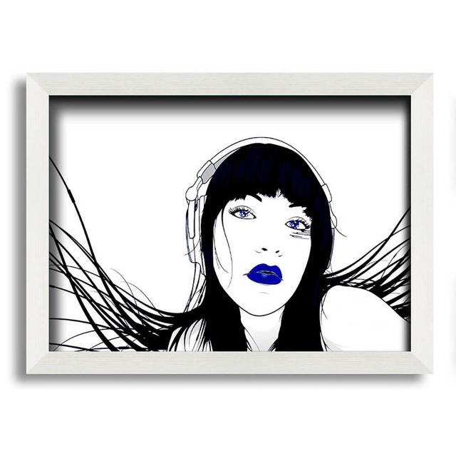 Headphone Girl Framed Print Wall Art Canora Grey Size: 59.7cm H x 84.1cm W x 10cm D on Productcaster.