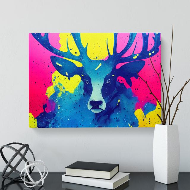 Colourful Stag Deer Vol.3 Abstract - Wrapped Canvas Graphic Art Alpen Home Size: 40cm H x 60cm W x 3cm D on Productcaster.