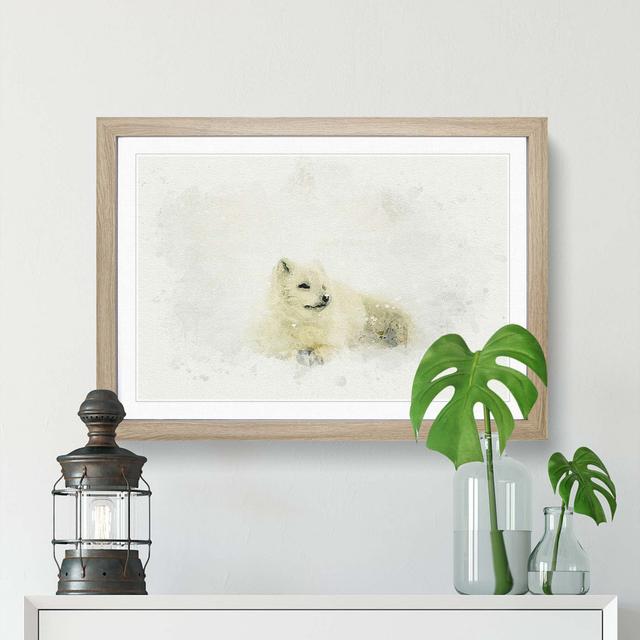 Resting Arctic Fox in Abstract - Picture Frame Graphic Art Print East Urban Home Size: 48cm H x 65cm W x 2cm D, Frame Option: Oak Framed on Productcaster.