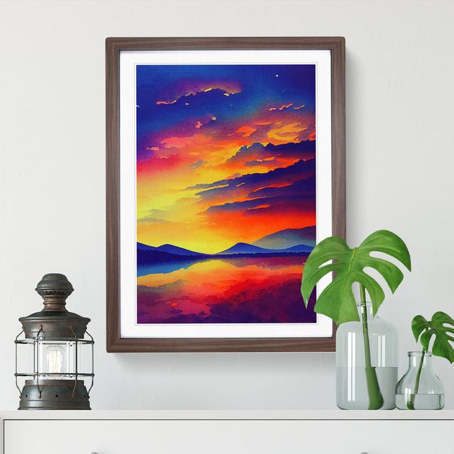 Sunset Over Mountains No.7 Alpen Home Format: Walnut Framed Paper, Matte Colour: White, Size: 64cm H x 46cm W on Productcaster.