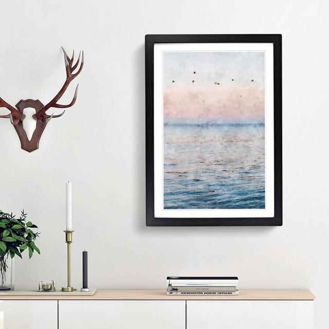 Birds Above the Ocean - Picture Frame Graphic Art Print East Urban Home Size: 63cm H x 45cm W x 2cm D, Frame Option: Black Framed on Productcaster.