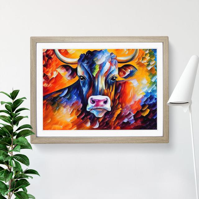 Cow Painting Vol.4 Abstract - Single Picture Frame Print Brambly Cottage Size: 34cm H x 46cm W x 2cm D, Frame Colour: Oak on Productcaster.