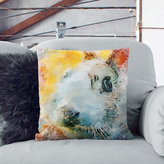 Bunny Rabbit In Abstract Square Throw Cushion East Urban Home Size: 55cm H x 55cm W x 20cm D, Backing Colour: Stone on Productcaster.