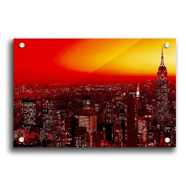 New York City Stunning Orange Glow - Unframed Photograph Print on Acrylic East Urban Home Size: 42cm H x 59.4cm W on Productcaster.