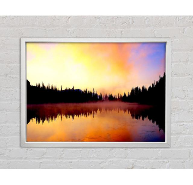 Lake Fog Tree Reflection - Single Picture Frame Art Prints Alpen Home Size: 100cm H x 141.4cm W x 3.3cm D, Format: White Framed Canvas on Productcaster.