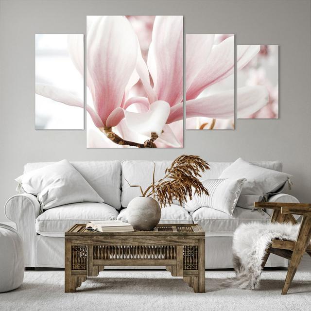 Twig Magnolia Flower - 4 Piece Wrapped Canvas Photograph Ebern Designs Size: 90cm H x 160cm W x 1.8cm D on Productcaster.