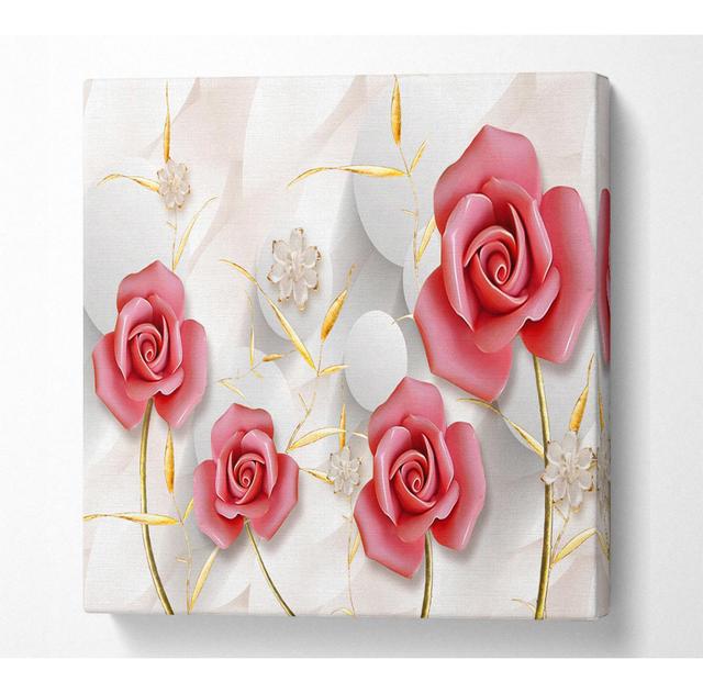 Pink Roses Pop - Print Rosdorf Park Size: 50.8cm H x 50.8cm W x 10cm D on Productcaster.