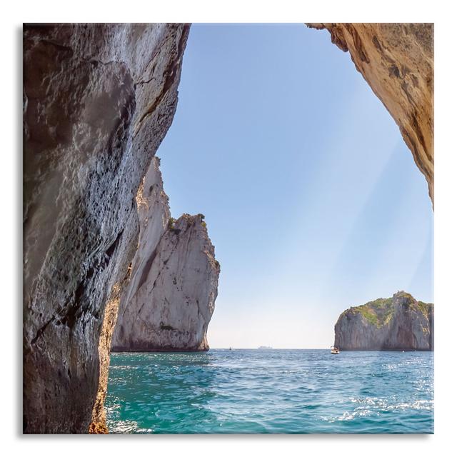 Rock Arch in the Sea - Unframed Photograph on Glass Highland Dunes Size: 70cm H x 70cm W x 0.4cm D on Productcaster.