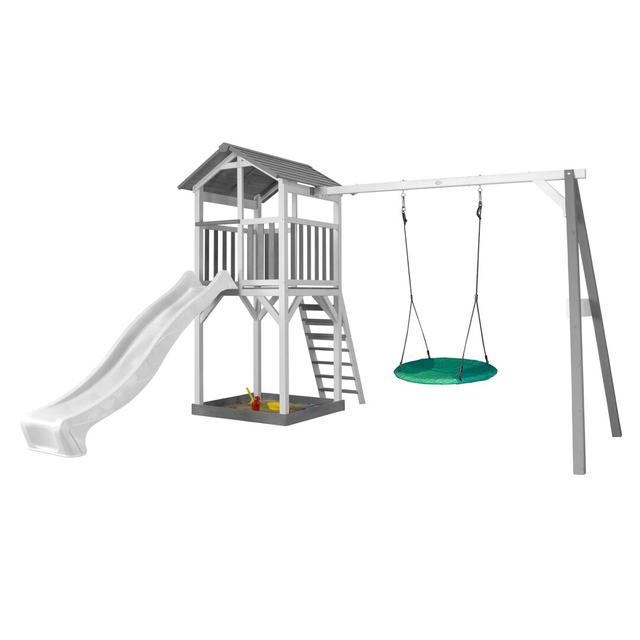 Beach Tower Summer Nest Swing Set AXI Slide Colour: White on Productcaster.