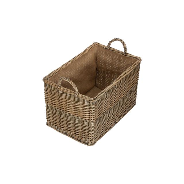 Large Rectangular Hessian Lined Wicker Storage Basket Highland Dunes on Productcaster.