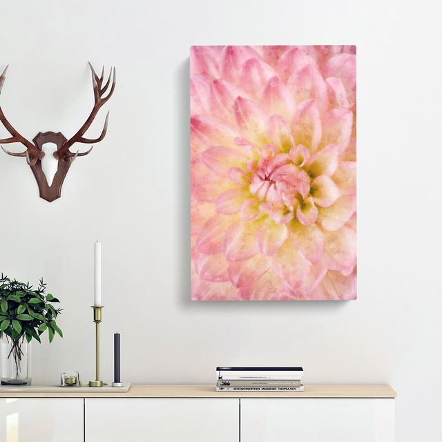 Pink Dahlia Flower Abstract - Wrapped Canvas Graphic Art Print East Urban Home Size: 76cm H x 50cm W x 3cm D on Productcaster.