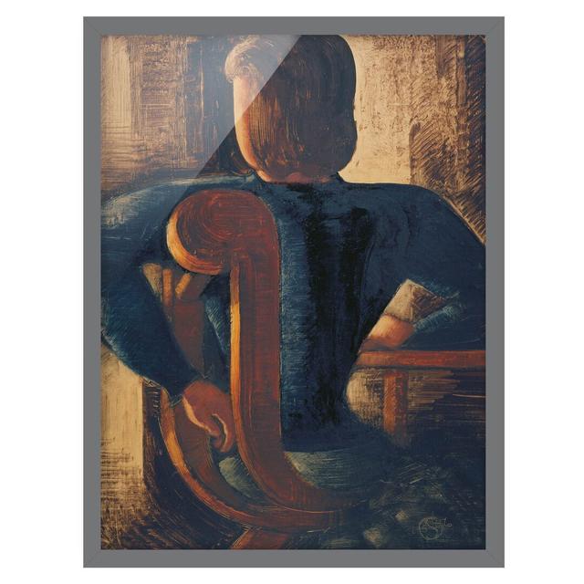 Sitting Backwards at the Table by Oskar Schlemmer - Picture Frame Painting Rosalind Wheeler Frame Option: Grey Framed, Size: 100cm H x 70cm W x 2cm D on Productcaster.