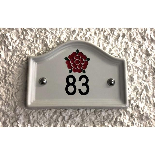 17cm Walsham Flush Mount House Number Dakota Fields Number: 83, Colour: White on Productcaster.