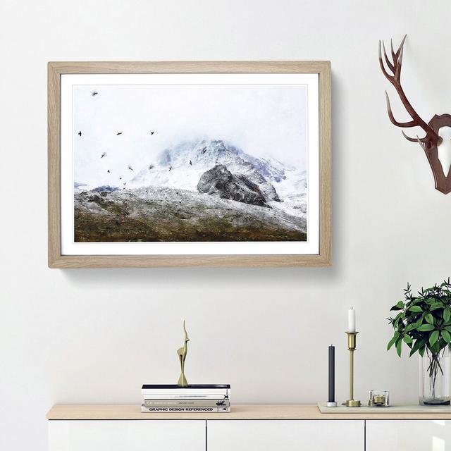 The Swiss Alps with a Flock of Birds - Picture Frame Painting Print East Urban Home Frame Option: Oak Framed, Size: 24cm H x 33cm W x 2cm D on Productcaster.