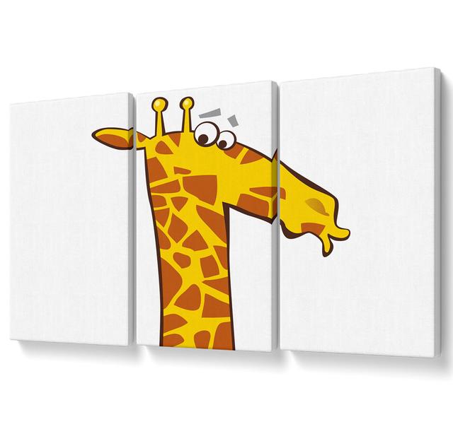 Funny Confused Zebra - 3 Piece Wrapped Canvas Graphic Art Bloomsbury Market Colour: White, Size: 101.6cm H x 203cm W on Productcaster.