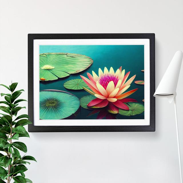 Vivid Water Lily Flowers - Single Picture Frame Print ClassicLiving Frame Colour: Black Framed, Size: 34cm H x 46cm W x 2cm D on Productcaster.