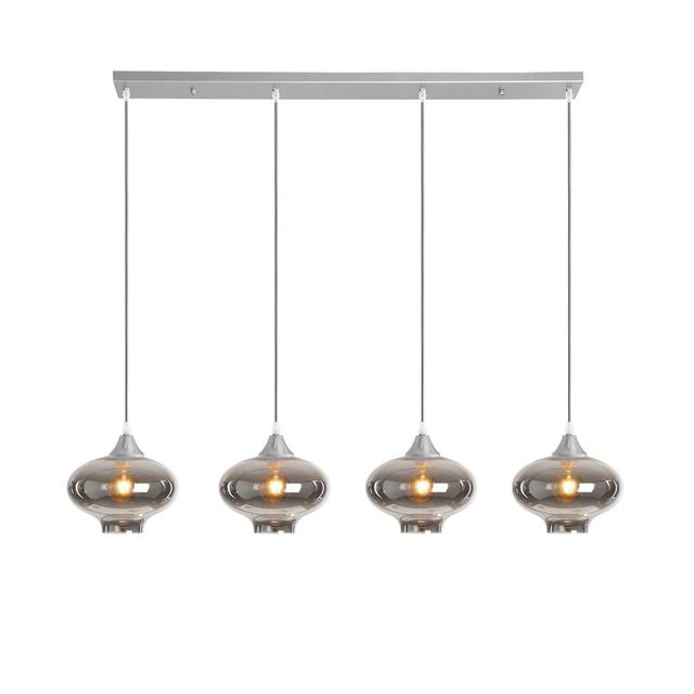 Martelly 4 - Light Kitchen Island Globe Pendant Ebern Designs Base Finish: Silver, Shade Colour: Smoke on Productcaster.