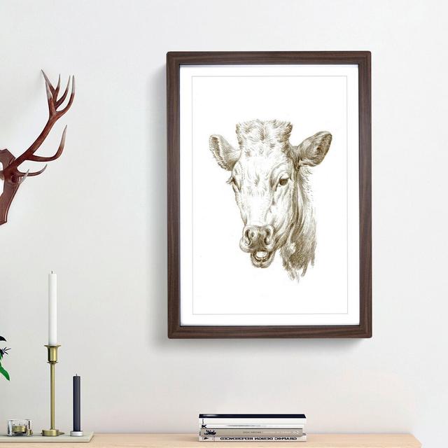 The Head of a Cow by Jean Bernard - Picture Frame Drawing Print East Urban Home Frame Option: Walnut Framed, Size: 65cm H x 48cm W x 2cm D on Productcaster.