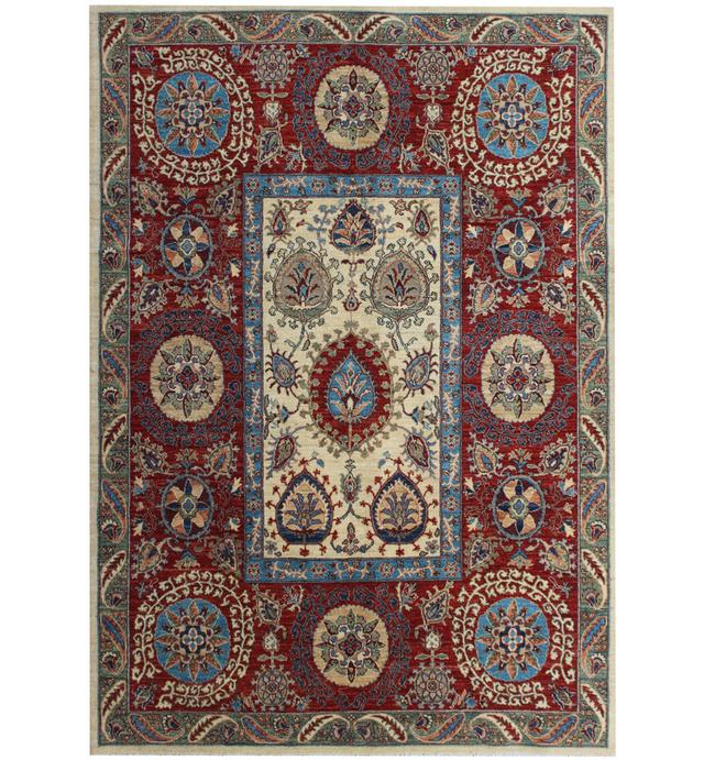 Alvery Oriental Hand Woven 203cm X 290cm Beige/Red/Blue Area Rug Latitude Vive on Productcaster.