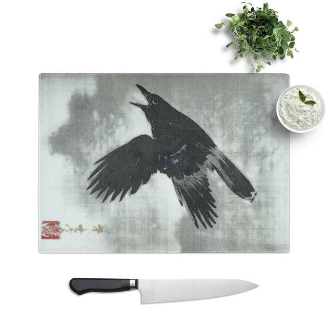 Tempered Glass Crow Flying in the Snow Chopping Board East Urban Home Size: 39 cm W x 28.5 cm L on Productcaster.