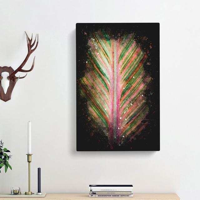 Leaf Stripes - Wrapped Canvas Painting Print East Urban Home Size: 60cm H x 40cm W x 3cm D on Productcaster.