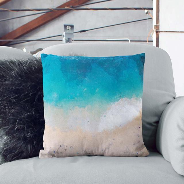 Sandy Beach in Honolulu Hawaii in Abstract Cushion with Filling East Urban Home Size: 55cm H x 55cm W x 20cm D, Backing Colour: Black on Productcaster.